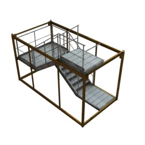 Escalier extérieur issue de secours pour bâtiments modulaires. Escalier pour les base-vie. Escalier pour les bâtiments préfabriqués.