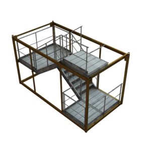 Escalier extérieur issue de secours pour bâtiments modulaires. Escalier pour les base-vie. Escalier pour les bâtiments préfabriqués.